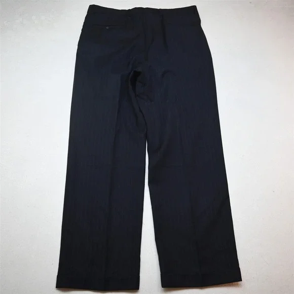 Jos A Bank 43L 36x32 Navy Blue Striped 100% Wool Mens Jacket Pants Suit